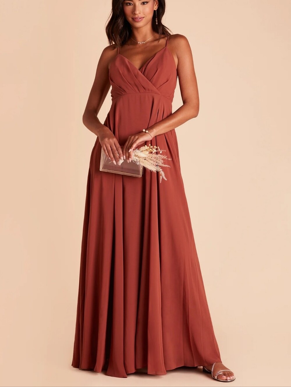NWT Birdy Grey Kaia Chiffon Maxi Gown Bridesmaid Dress Spice Color Bridal XL